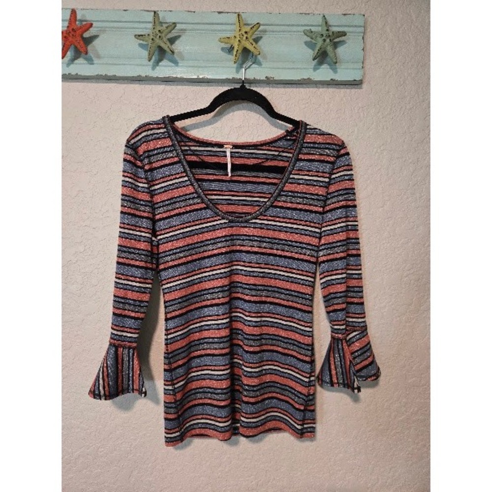 Free People Metallic Striped Blouse